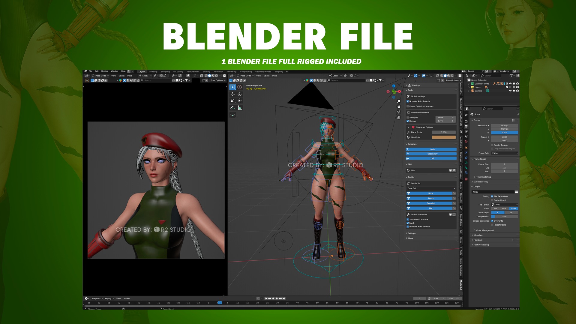 Cammy White - Game Ready 3D model - UE4 Low-poly 3D model_10