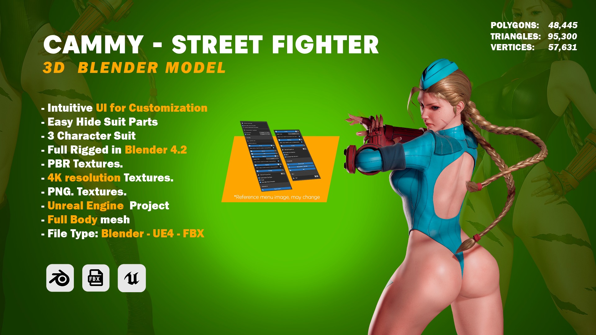 Cammy White - Game Ready 3D model - UE4 Low-poly 3D model_2
