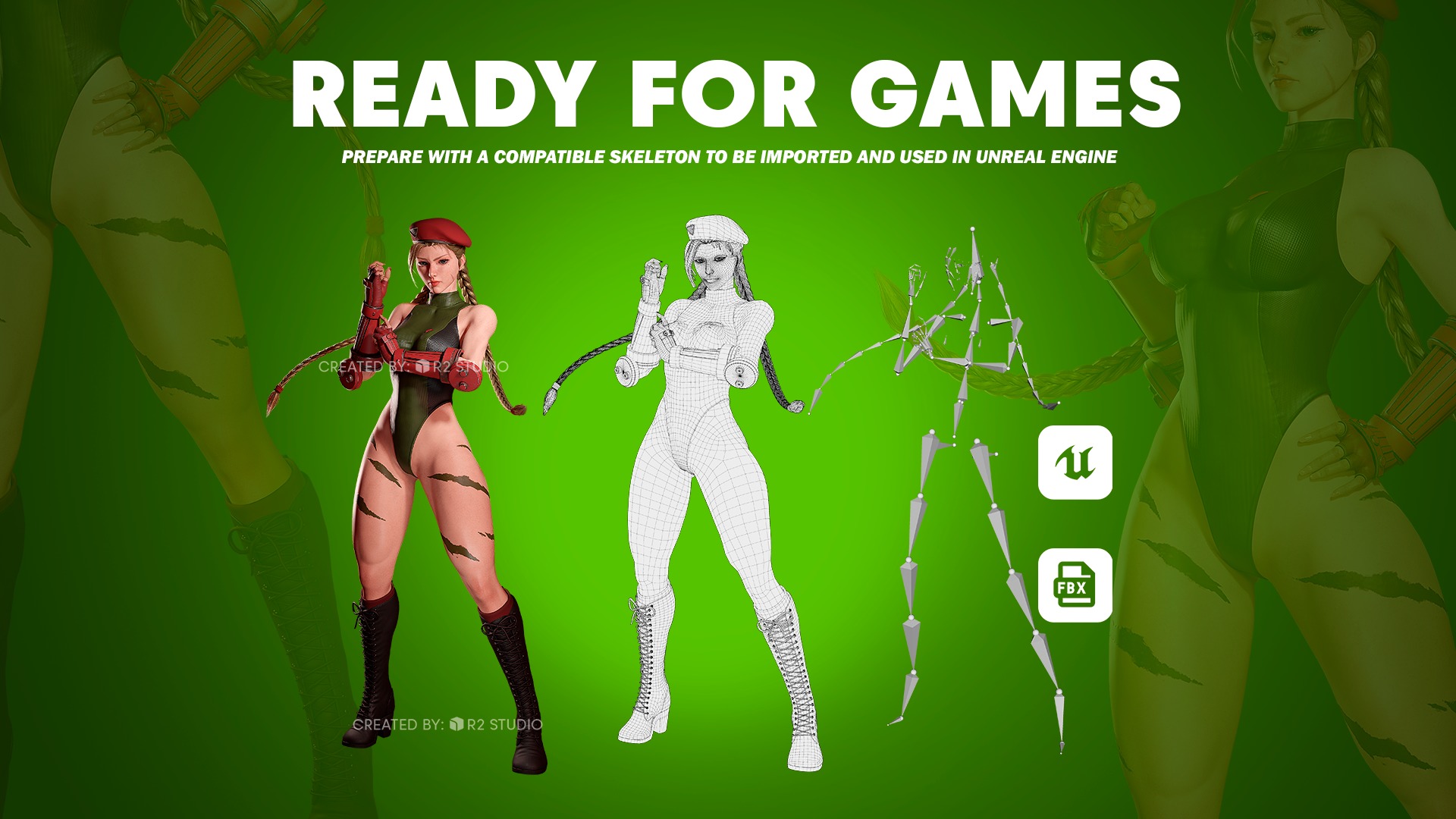 Cammy White - Game Ready 3D model - UE4 Low-poly 3D model_11