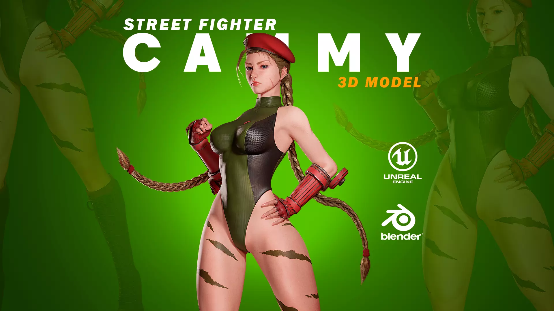 Cammy White - Game Ready 3D model - UE4 Low-poly 3D model_0