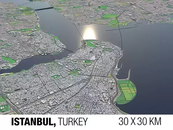 Istanbul Turkey 30x30km 3D City Map