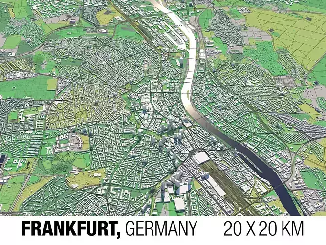 Frankfurt Germany 20x20km 3D City Map 3D model