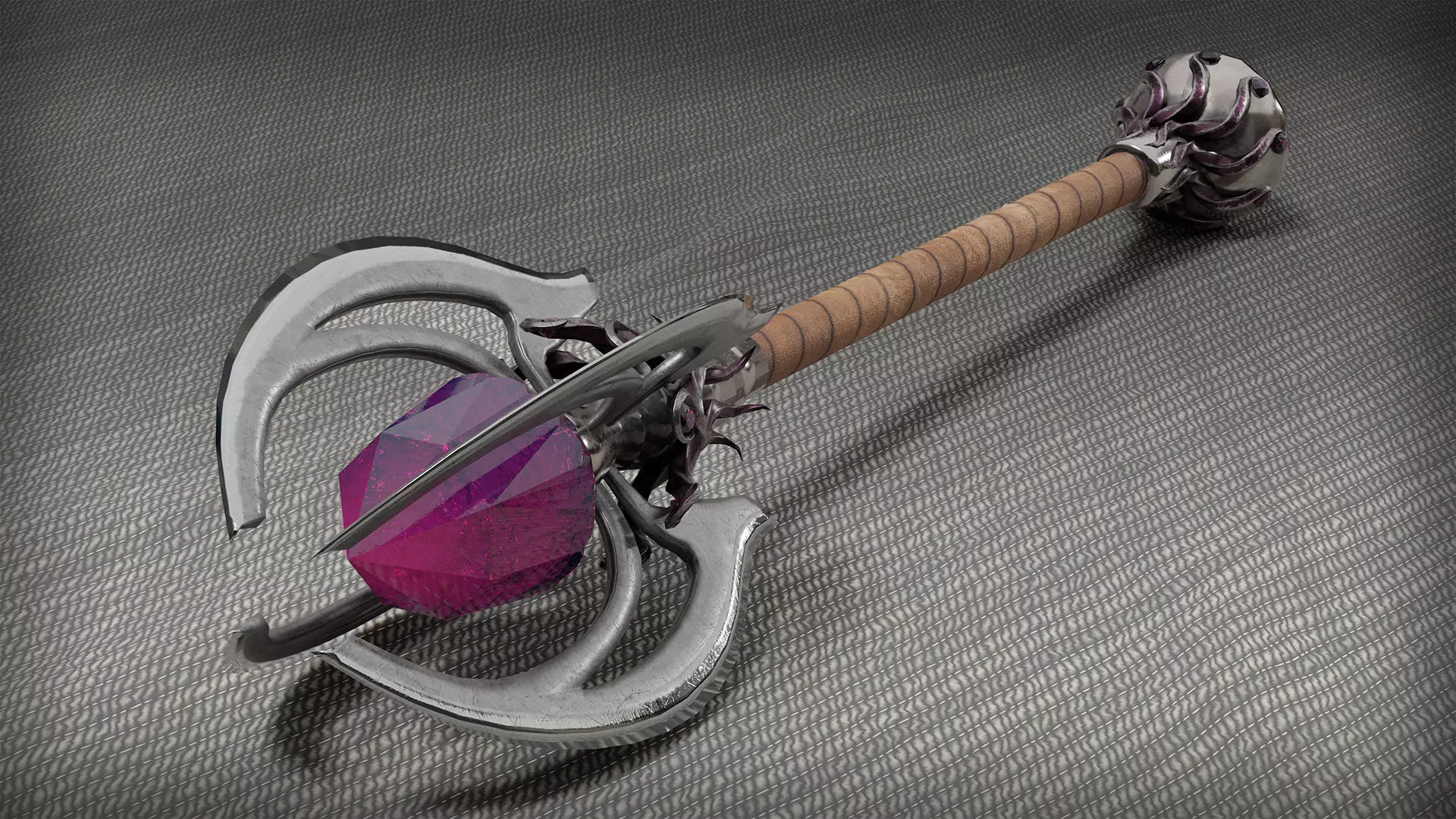 mace-axe 3d lowpoly sword with crystals Low-poly 3D model