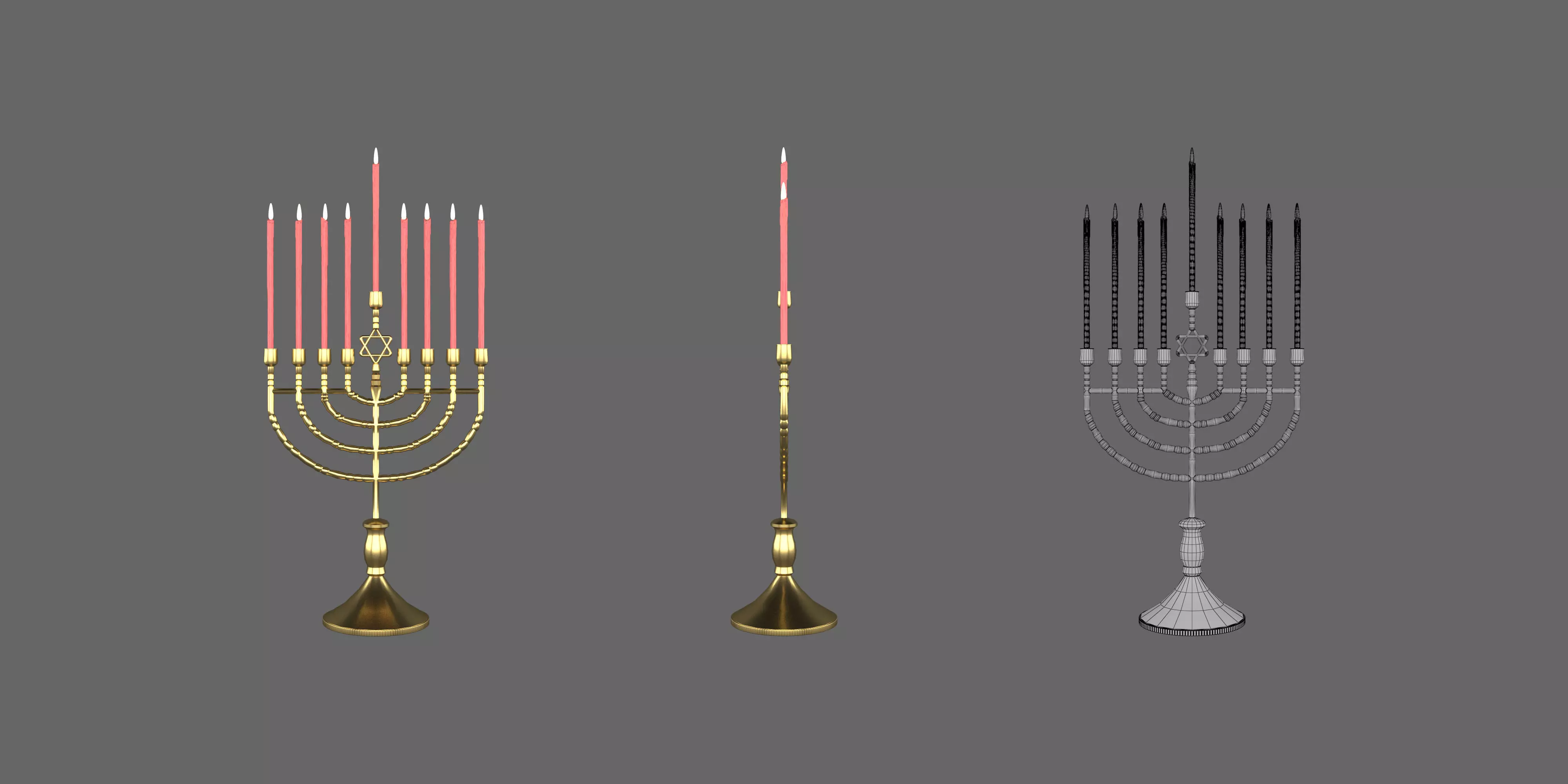 candle 3d model golden candlestick 3D model
