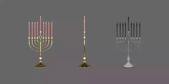 candle 3d model golden candlestick