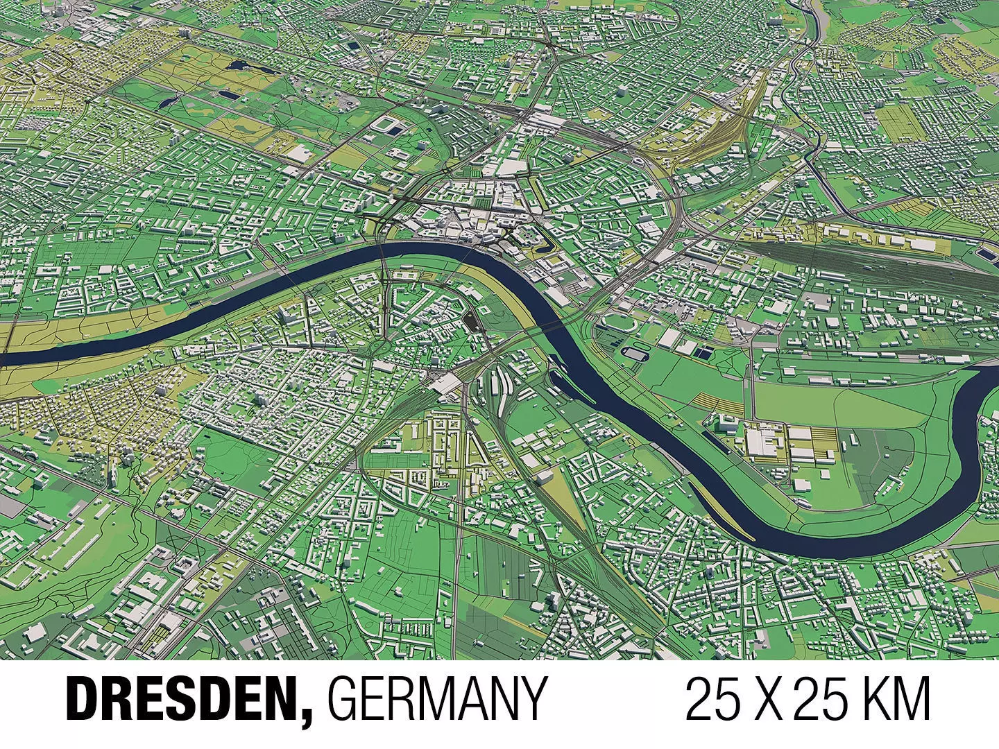 Dresden Germany 25x25km 3D City Map 3D model