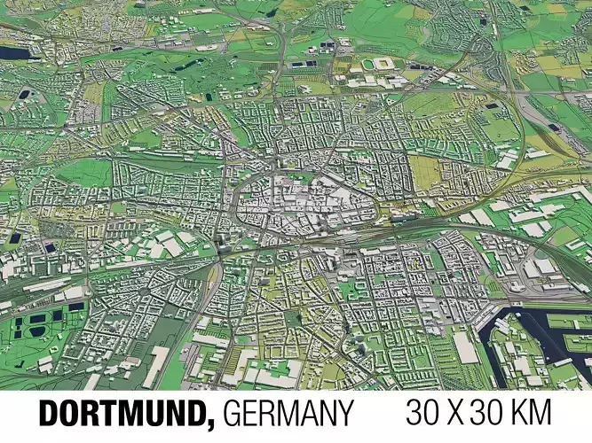 Dortmund Germany 30x30km 3D City Map