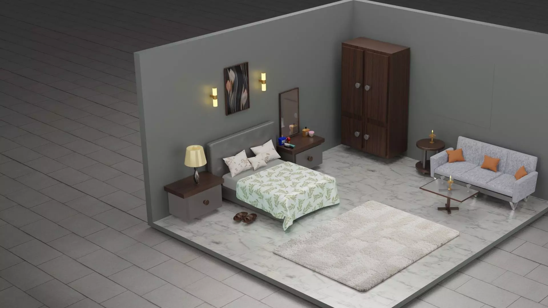 3D living room blender model design 3D model