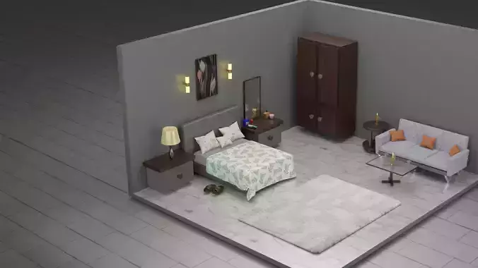 3D living room blender model design
