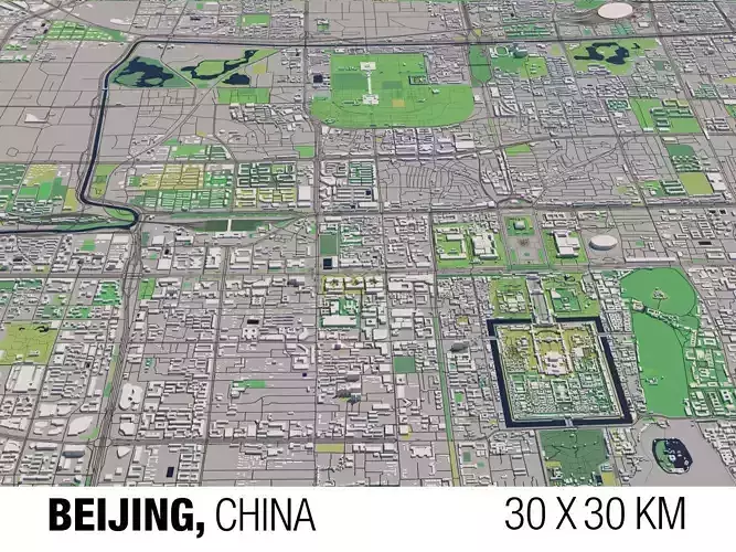 Beijing China 30x30km 3D City Map