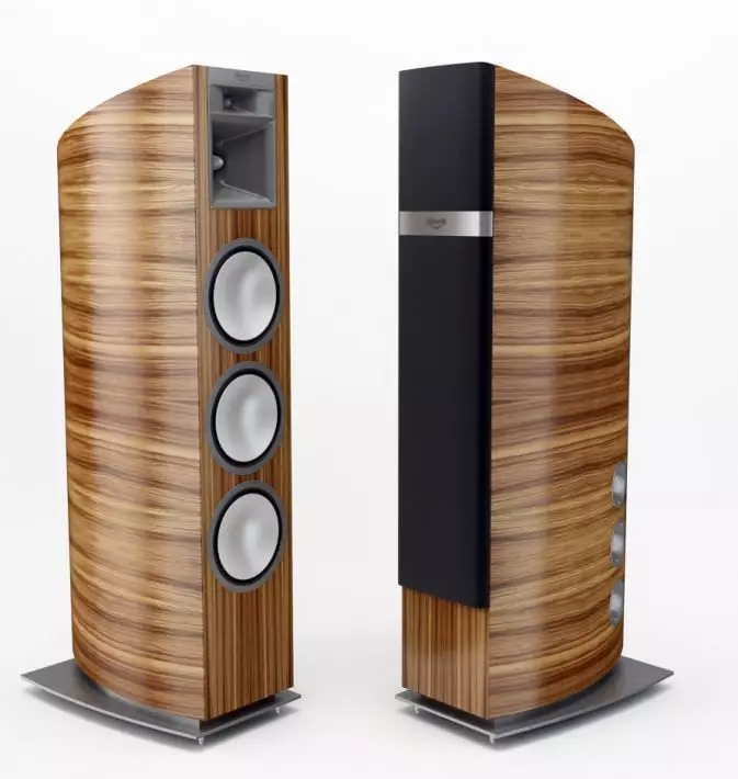 Wooden Audio Speakers On Turning Stands 3D model_0