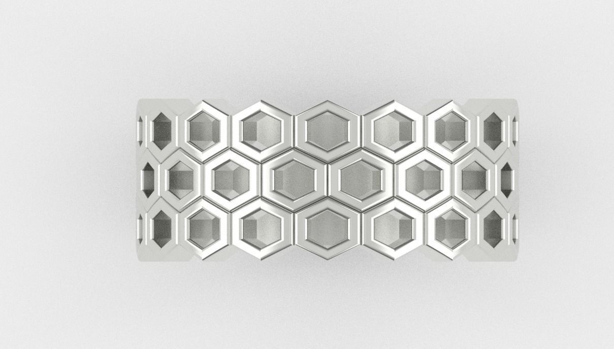 Honeycomb Ring 3D print model_21