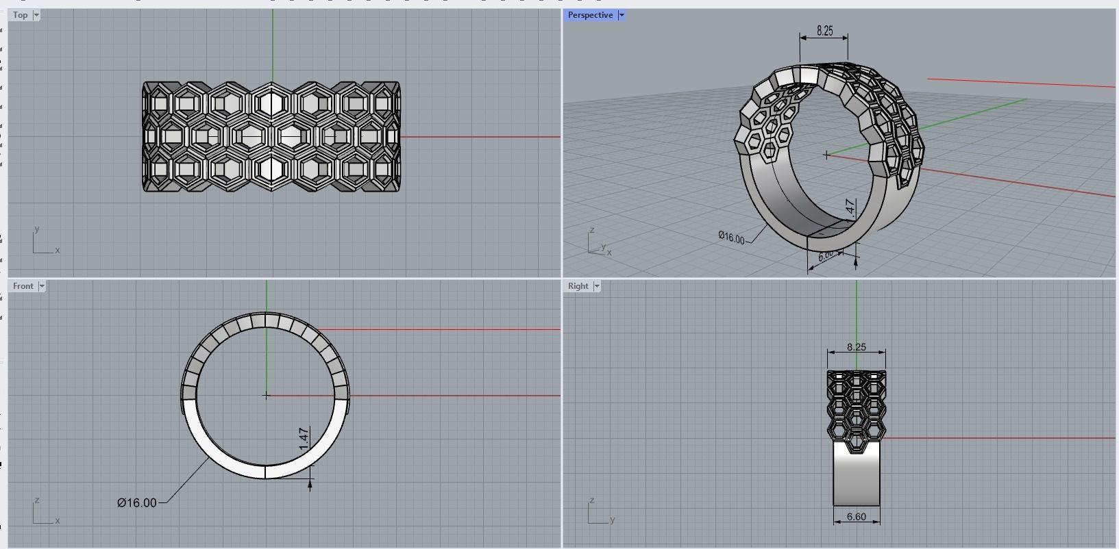 Honeycomb Ring 3D print model_8