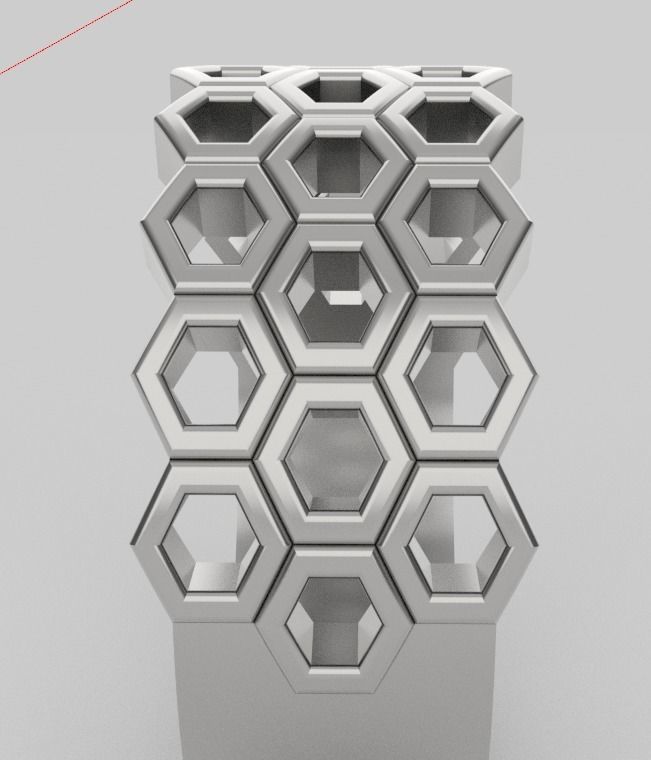 Honeycomb Ring 3D print model_24