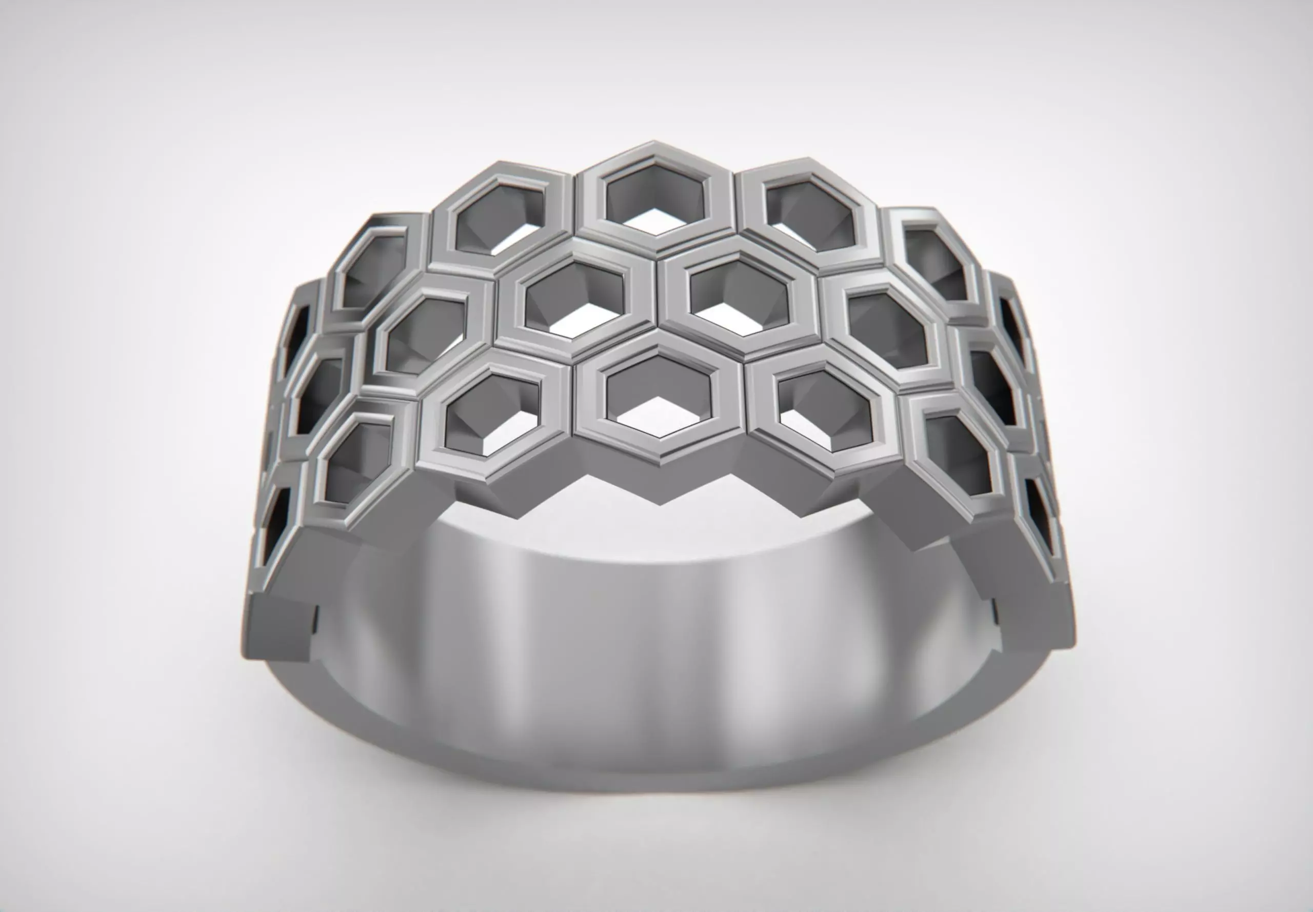 Honeycomb Ring 3D print model_0