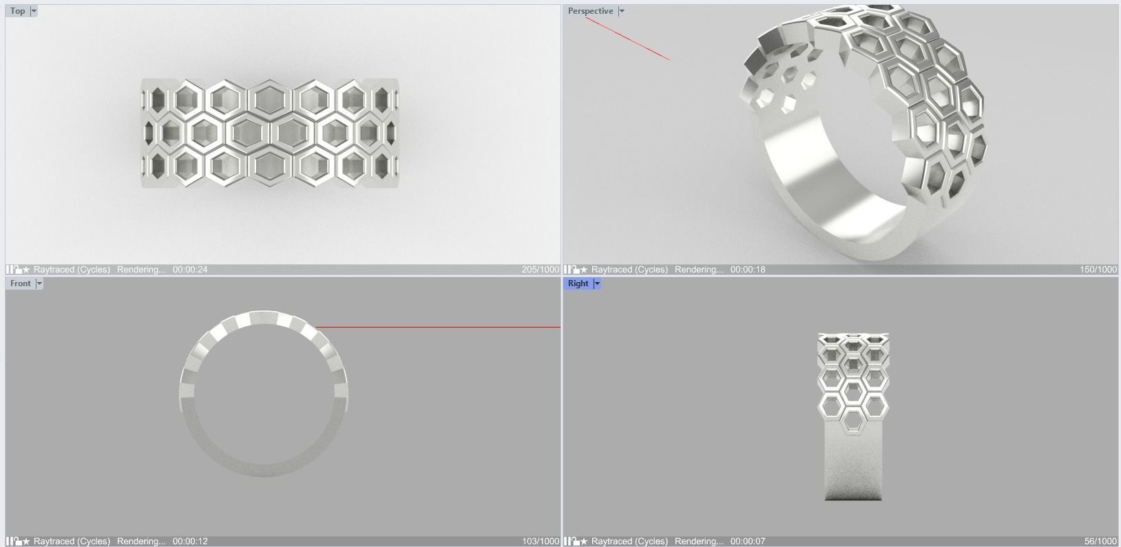 Honeycomb Ring 3D print model_20