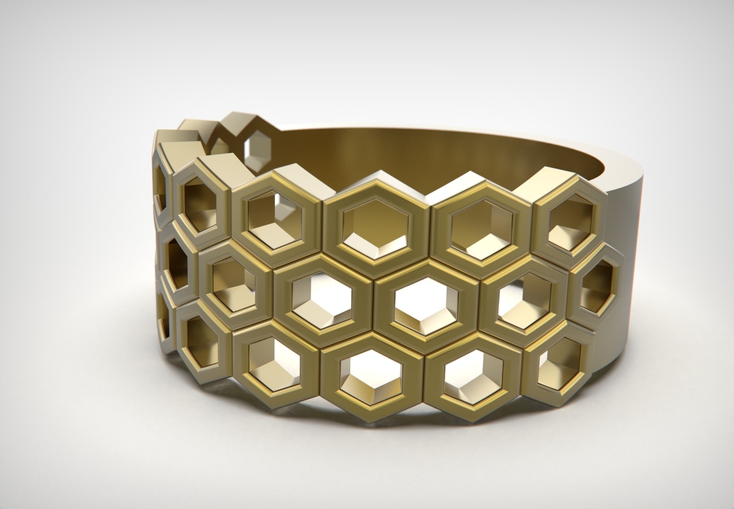Honeycomb Ring 3D print model_2