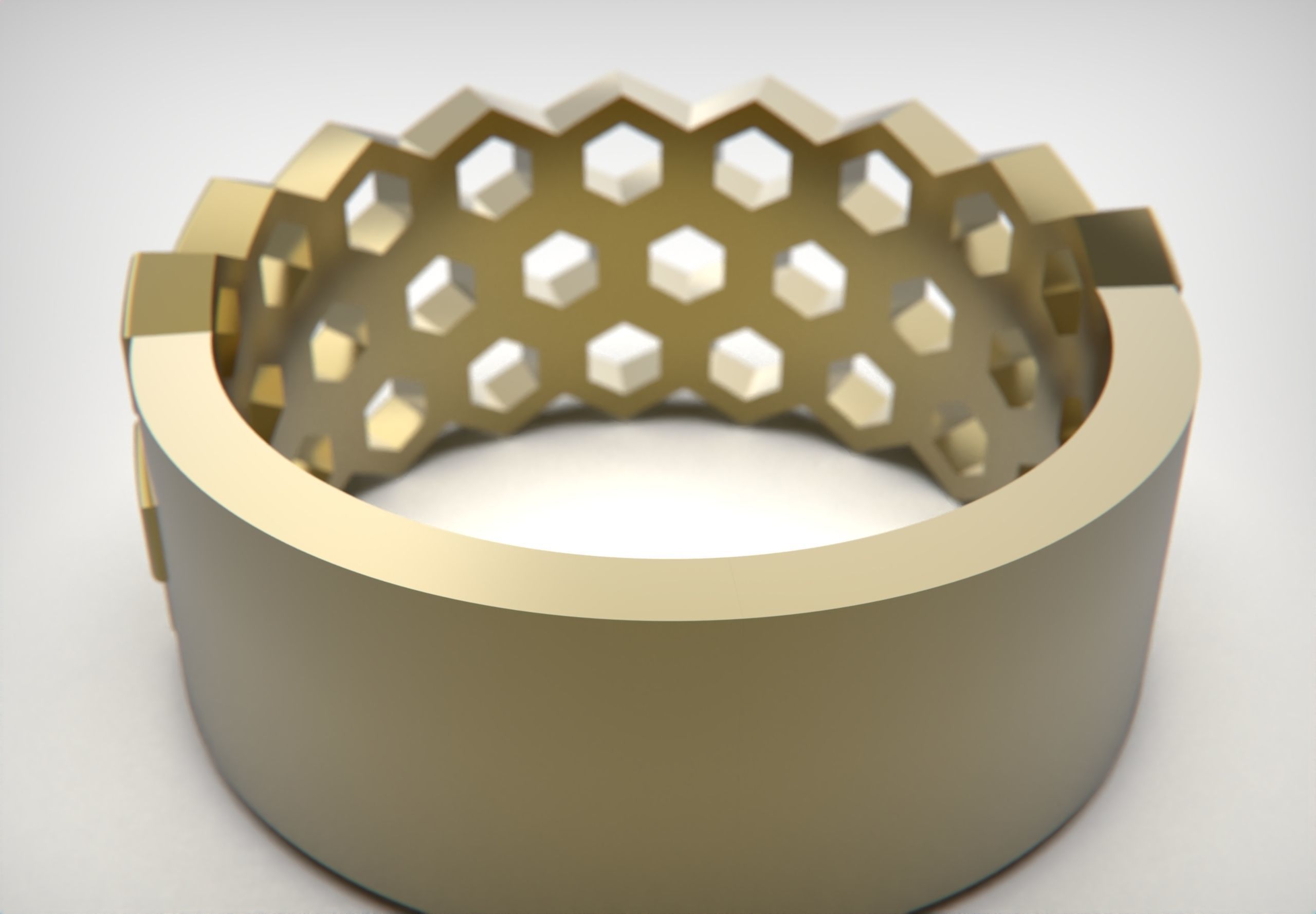 Honeycomb Ring 3D print model_22