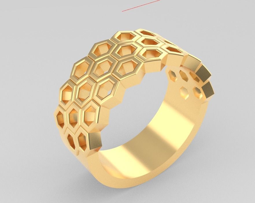 Honeycomb Ring 3D print model_18