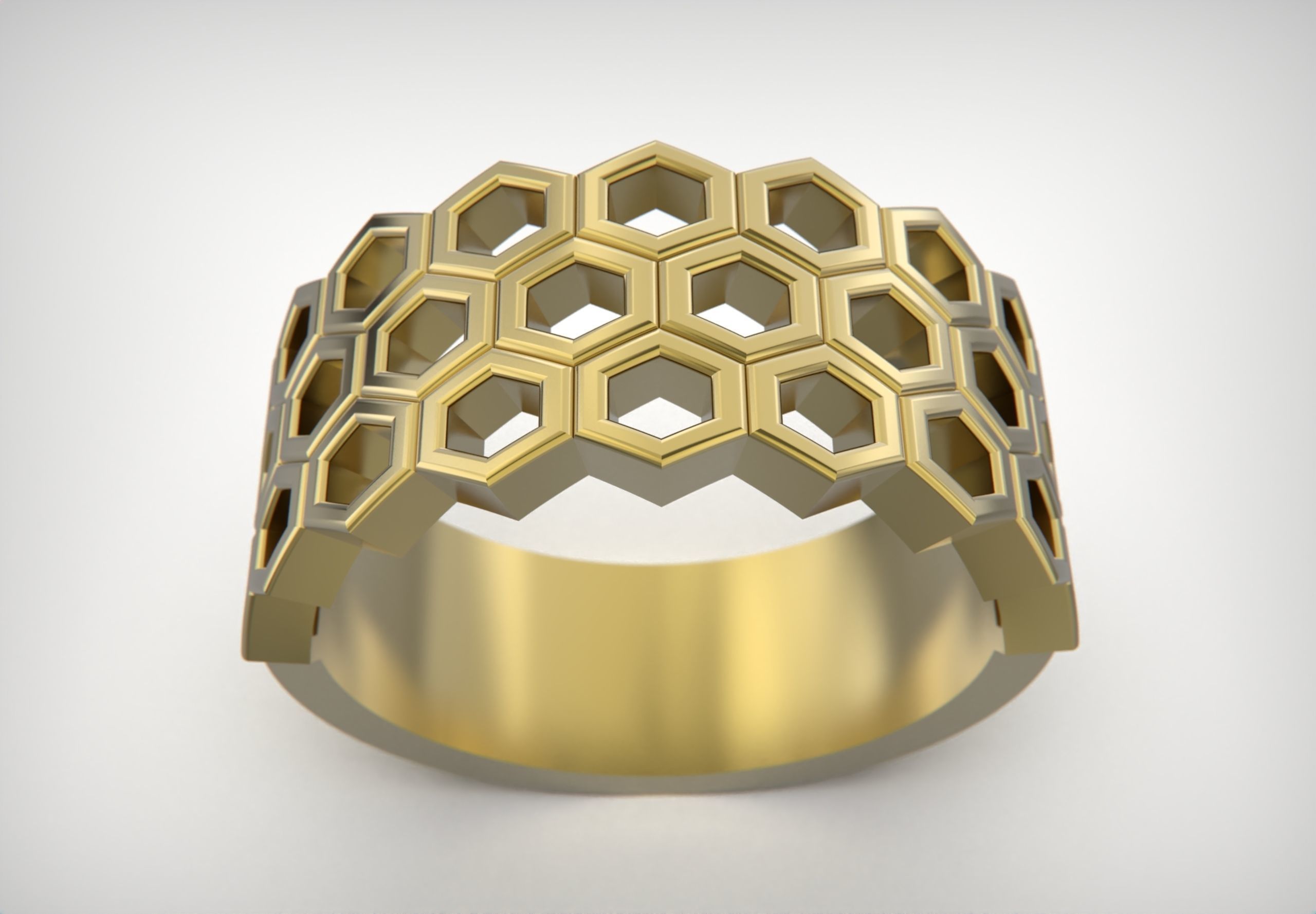 Honeycomb Ring 3D print model_1