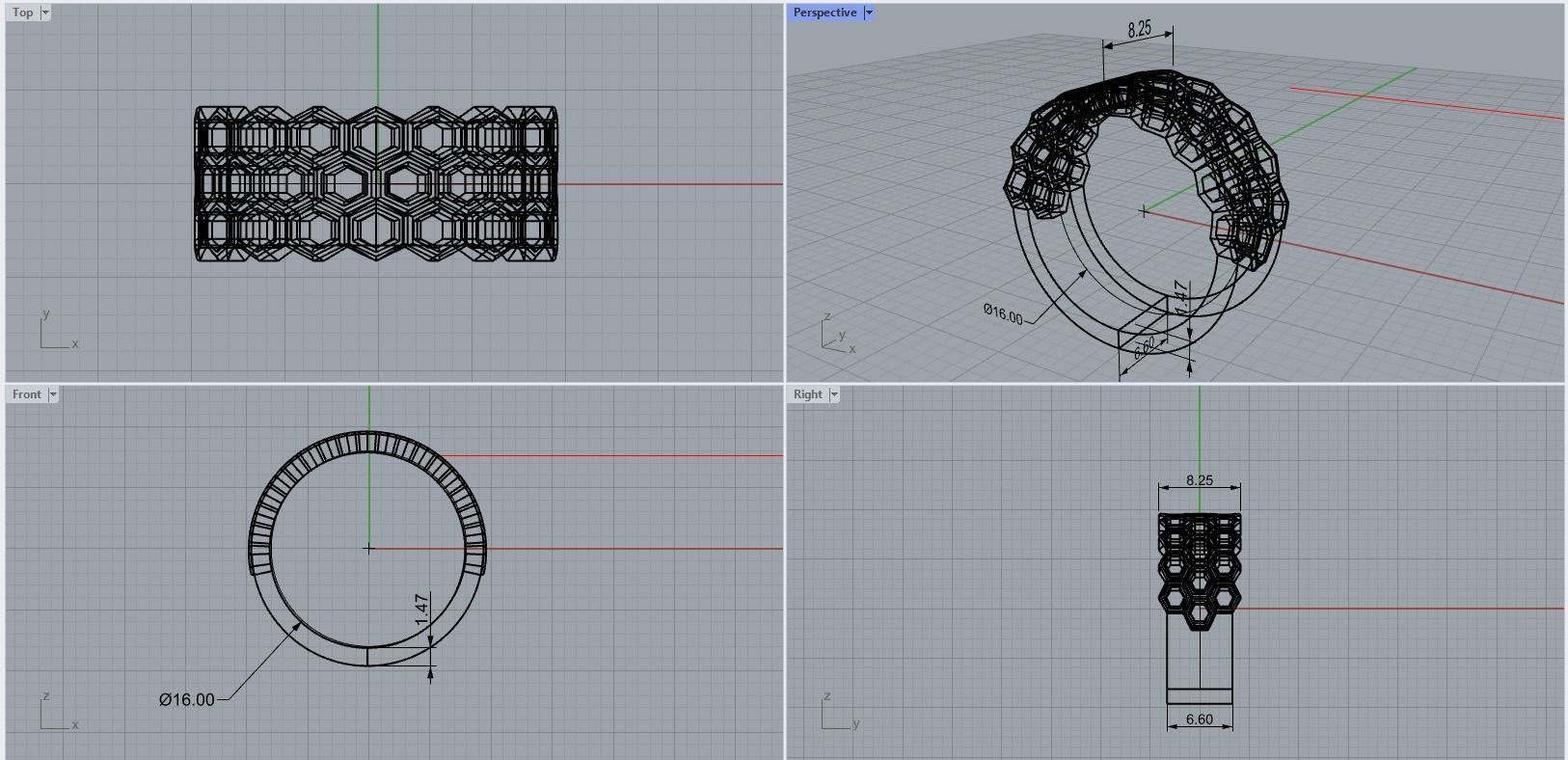 Honeycomb Ring 3D print model_9