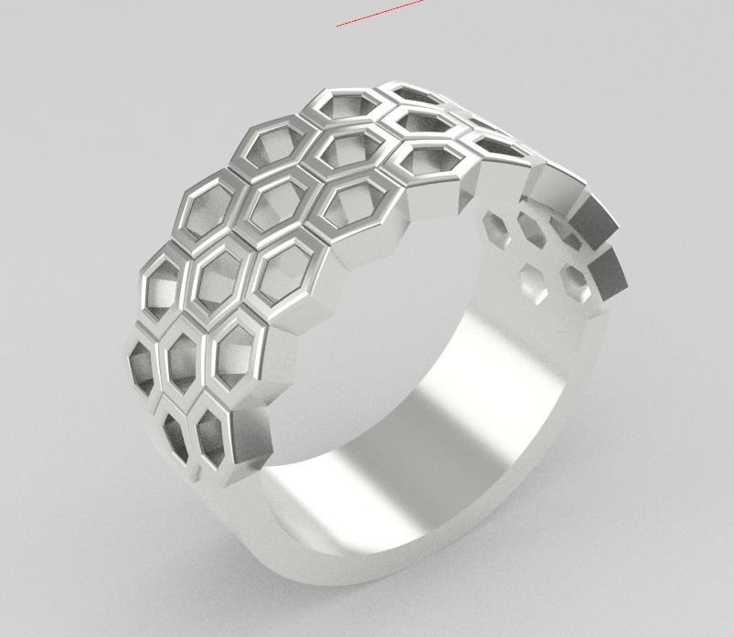 Honeycomb Ring 3D print model_19