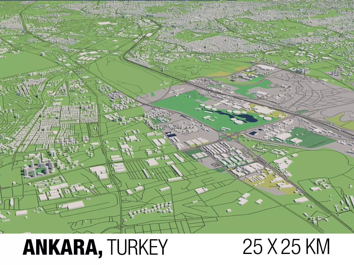Ankara Turkey 25x25km 3D City Map 3D model_0