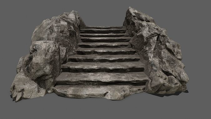 Stairs rock Low-poly 3D model