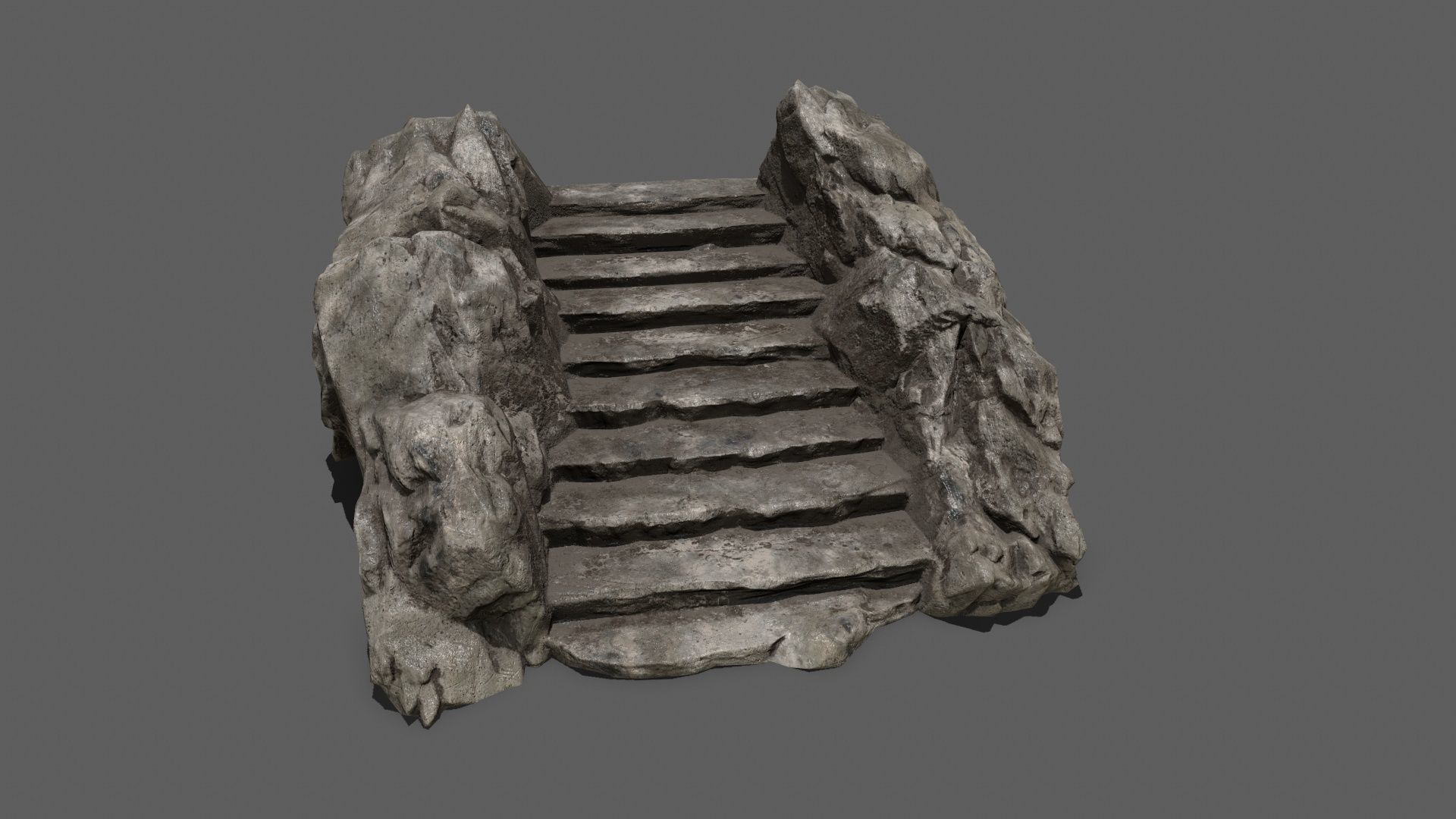 Stairs rock Low-poly 3D model_1
