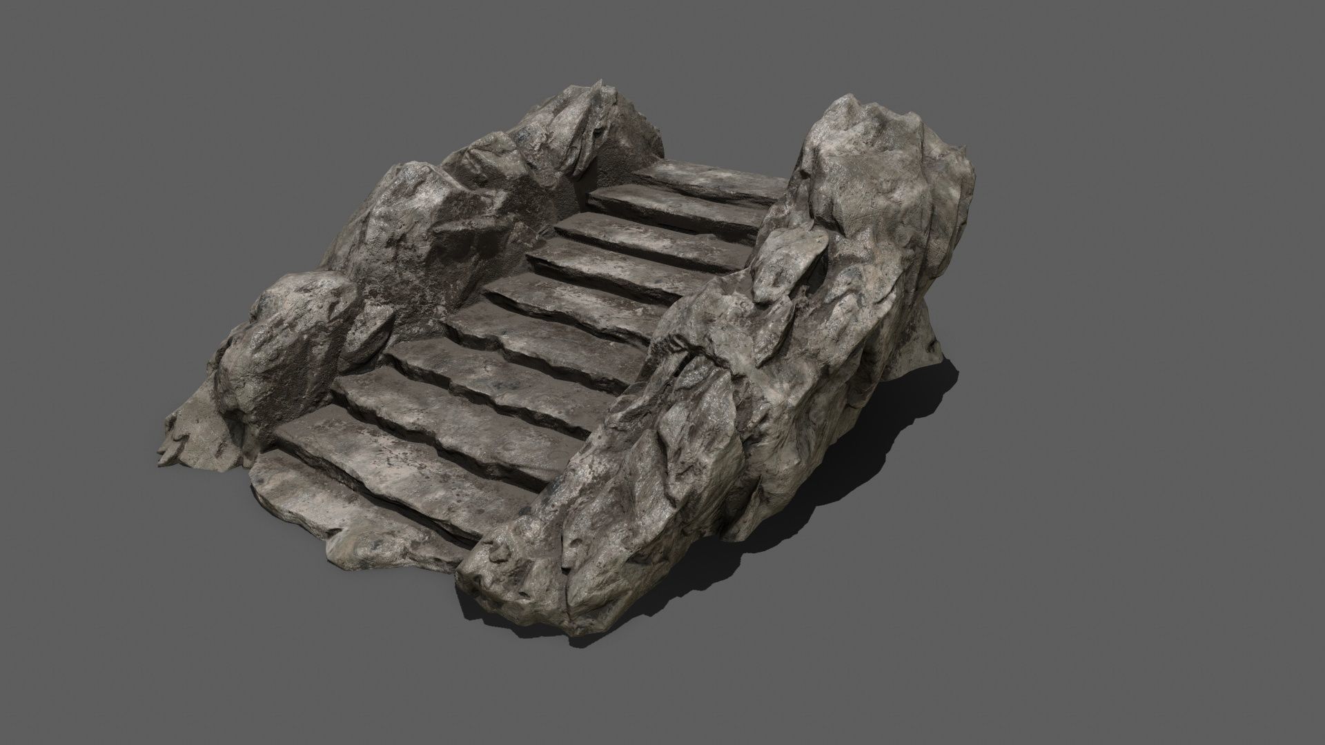 Stairs rock Low-poly 3D model_9