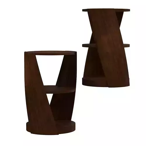 cuved wood lamp table