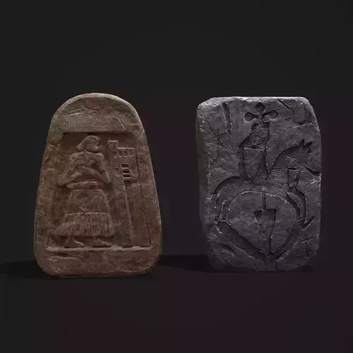 Old Brown and Grey Relief Headstones 3D Model Collection