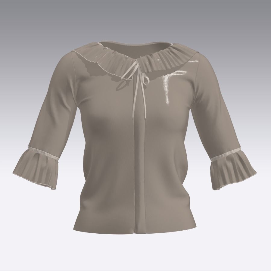 5 FEMALE BLOUSES PACK 3D model_6