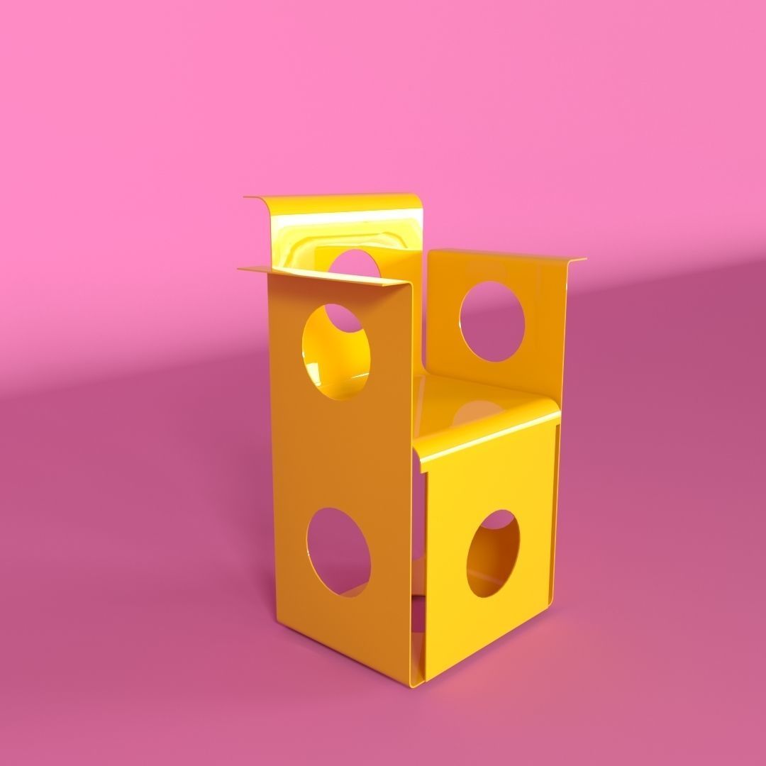 Metal chair Low-poly 3D model_5