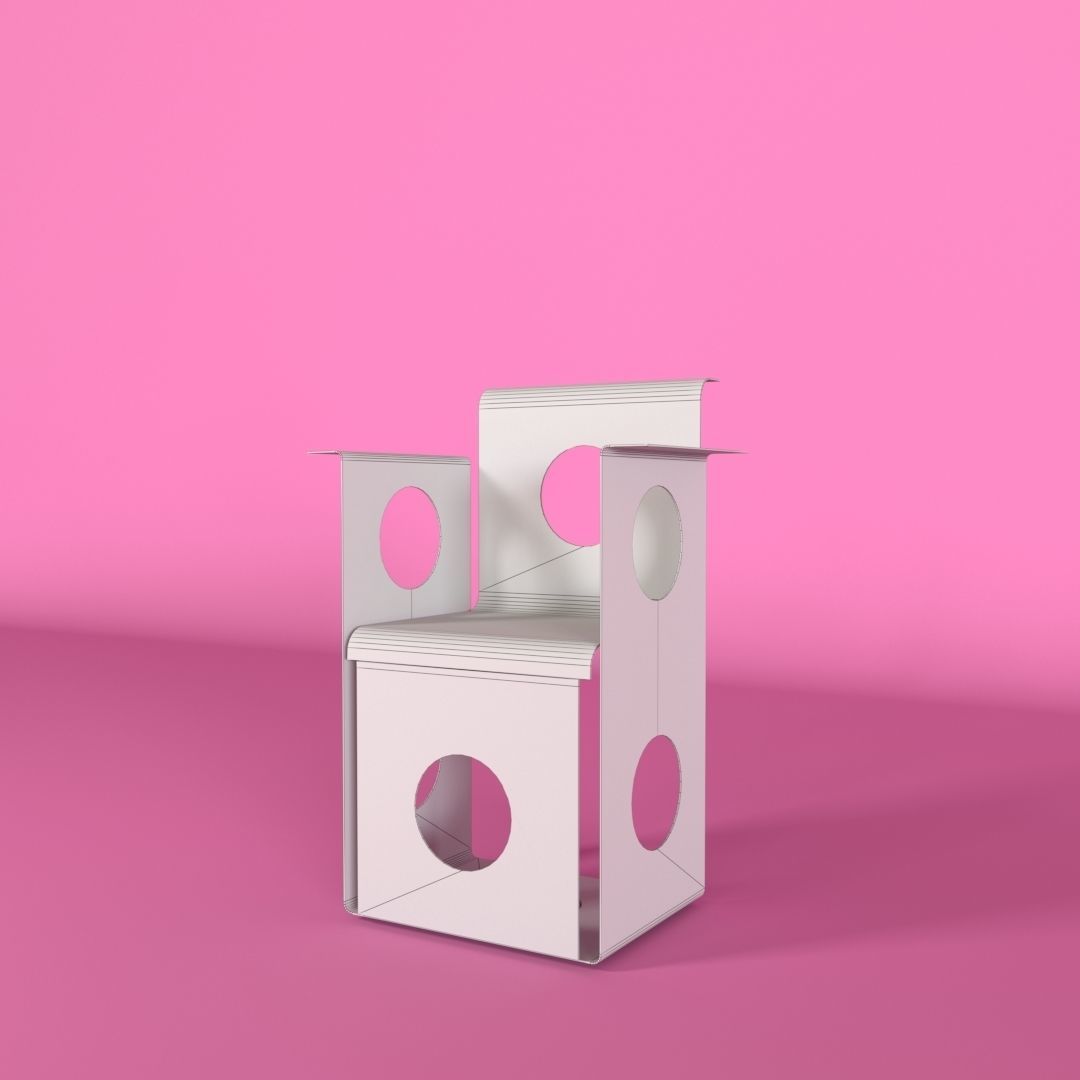 Metal chair Low-poly 3D model_7