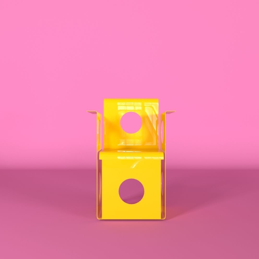 Metal chair Low-poly 3D model_3