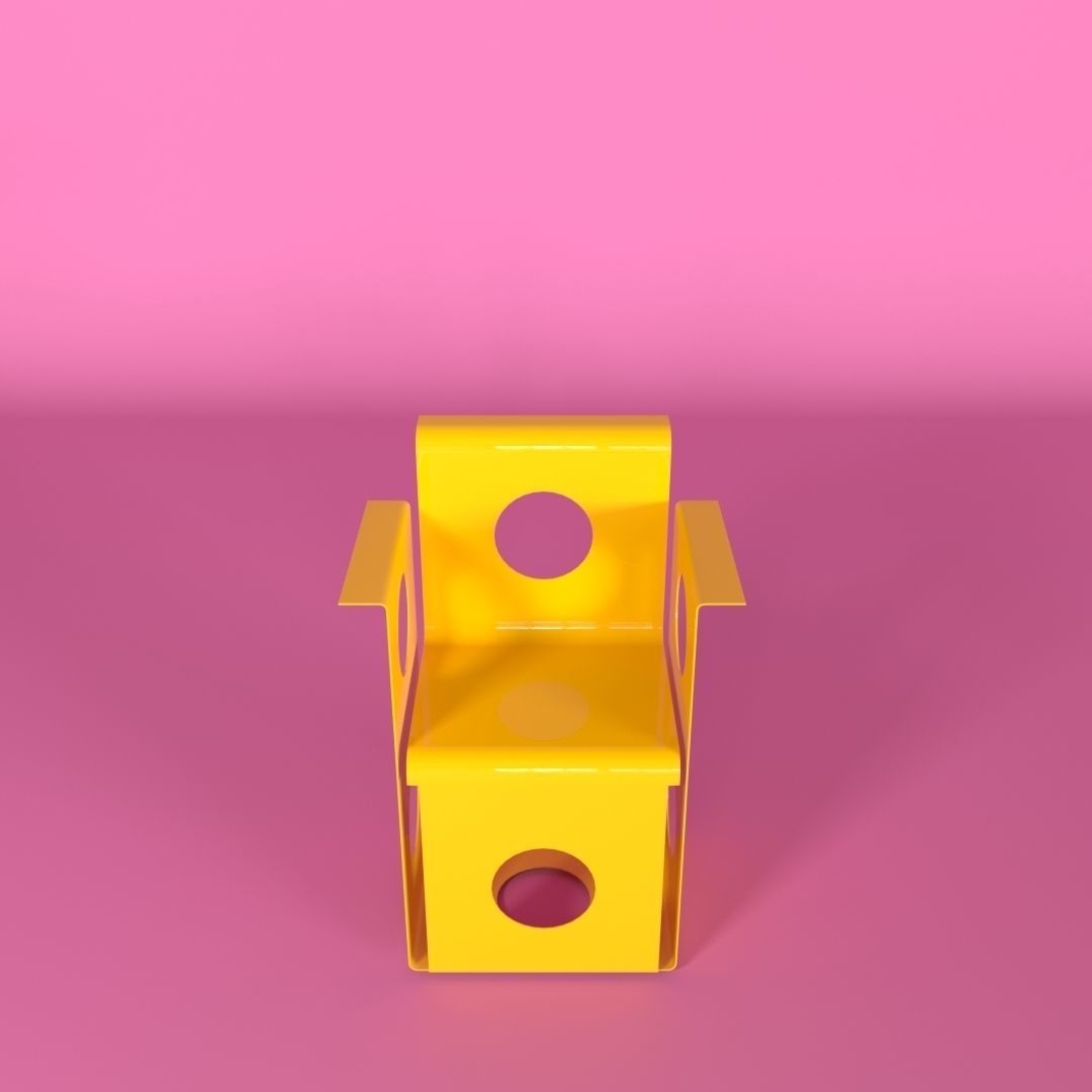 Metal chair Low-poly 3D model_4