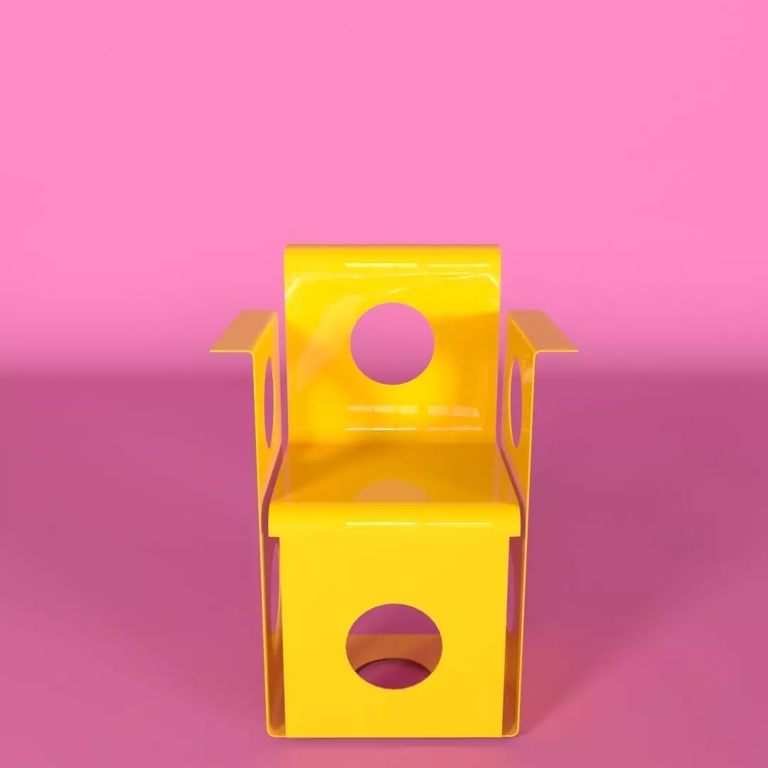 Metal chair Low-poly 3D model_0