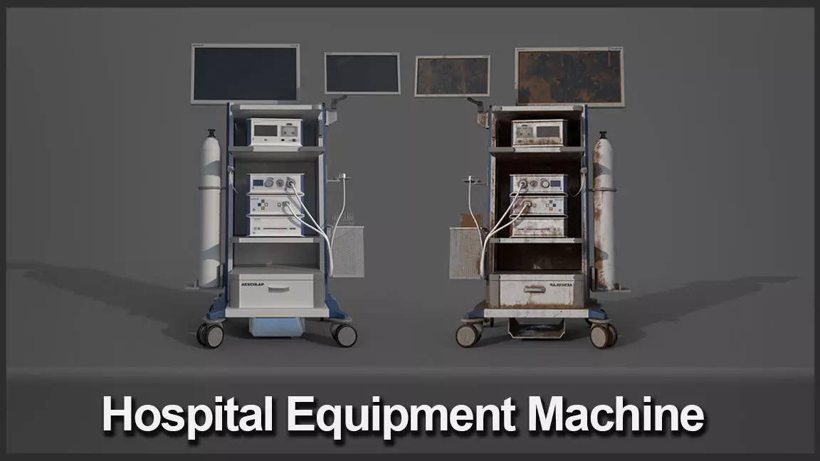 Hospital Equipment Machine Low Poly Game Ready Low-poly 3D model_0