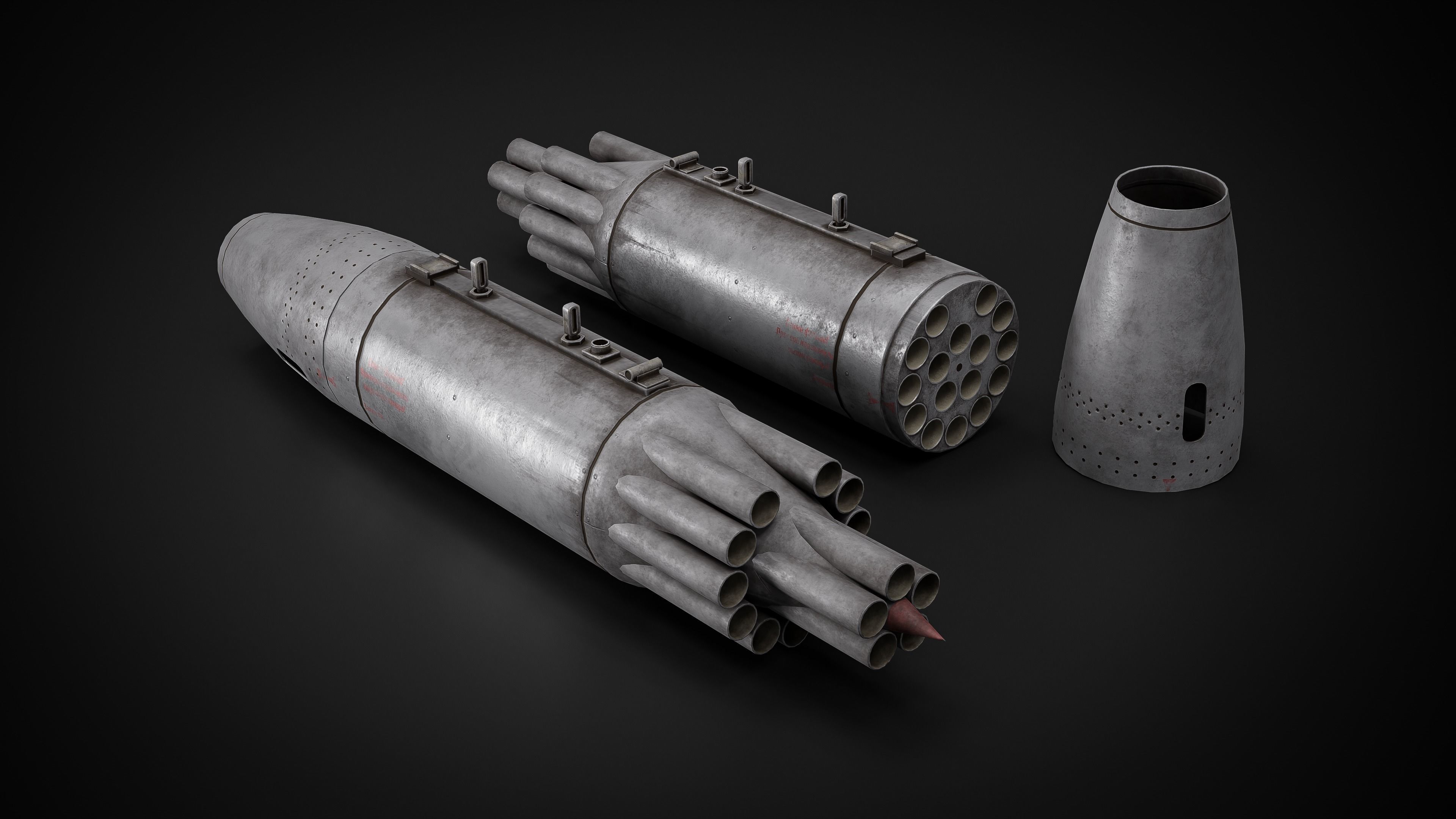 3D model Game ready model of UB-16-57KV unguided missile rockets ...