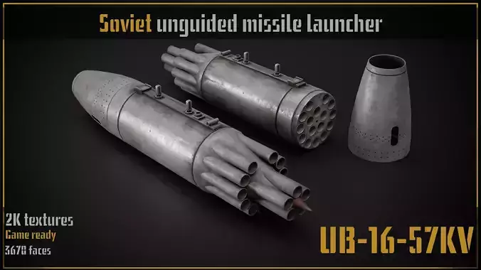 Game ready model of UB-16-57KV unguided missile rockets launcher