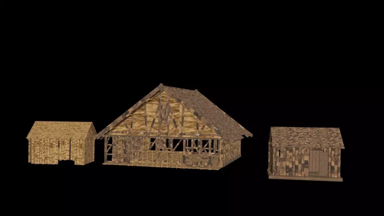 wood houses  Low-poly 3D model_0