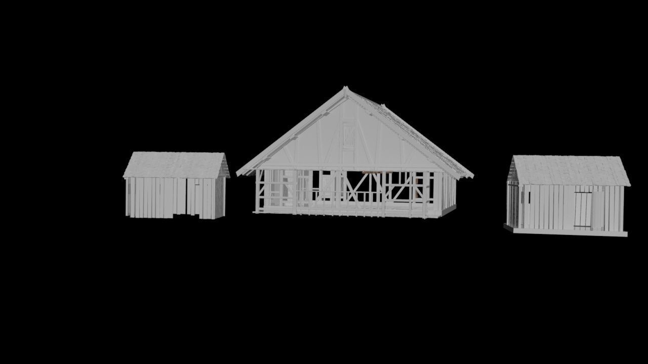 wood houses  Low-poly 3D model_1