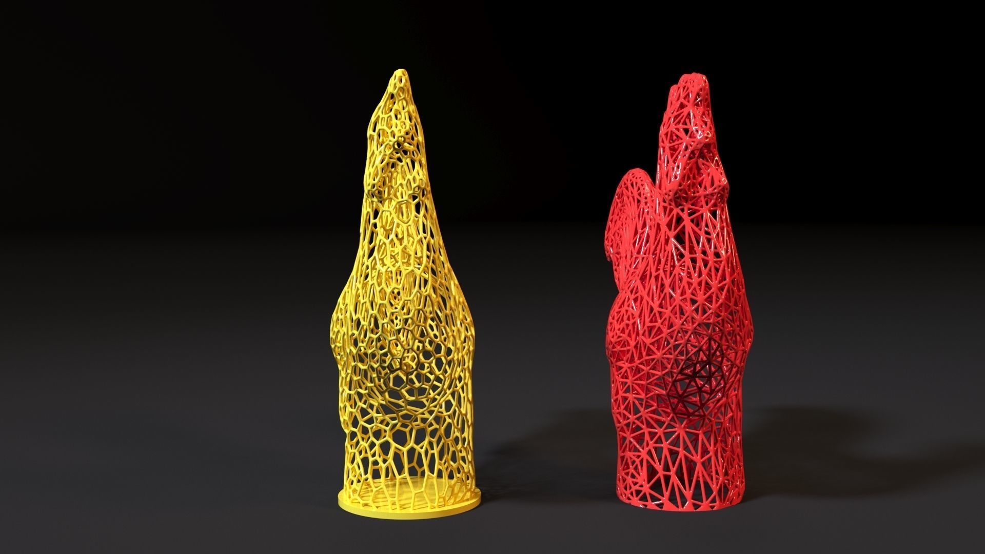 Rooster two sculptures 3D print model_7