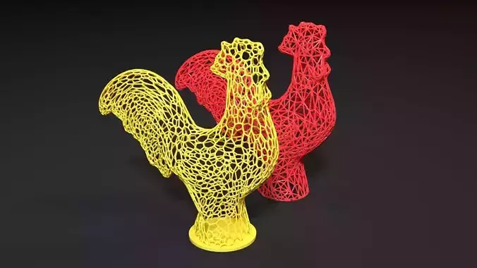Rooster two sculptures 3D print model Rooster two sculptures 3D print model