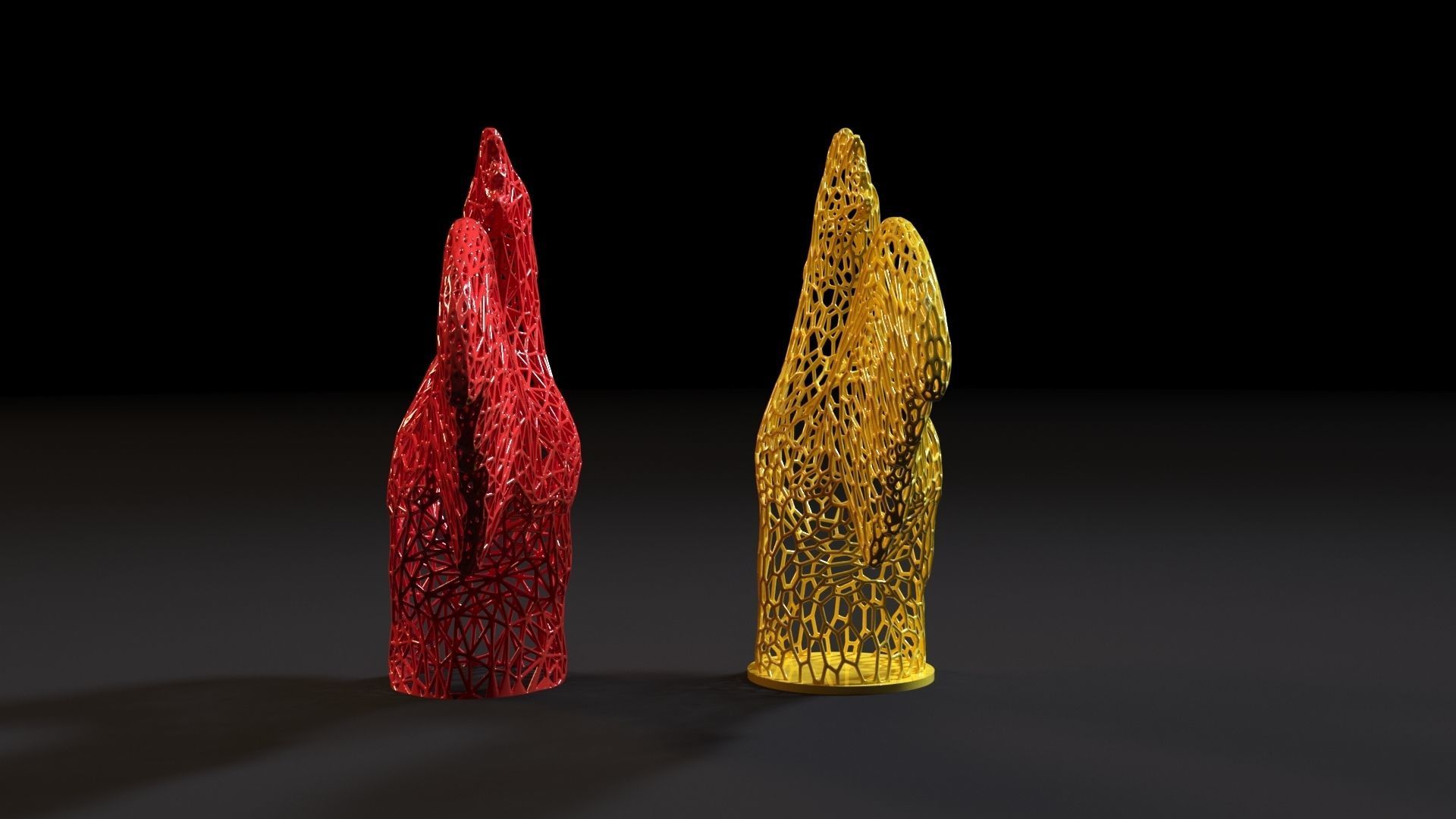 Rooster two sculptures 3D print model_4