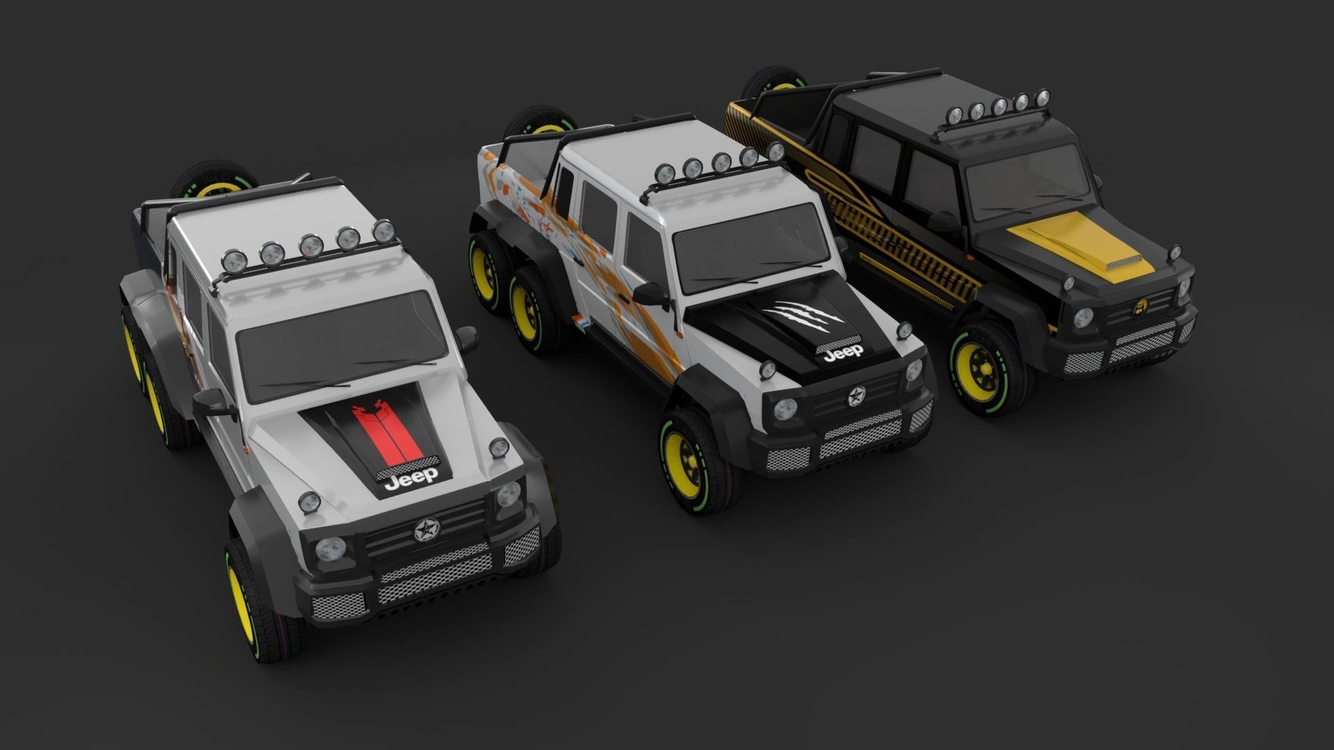 Jeep 6x6 Low-poly 3D model_1