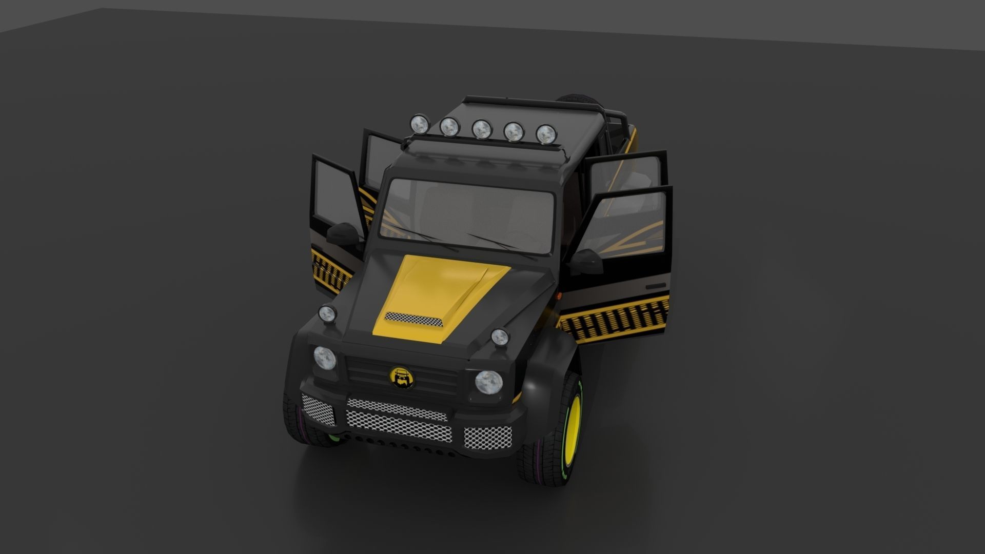 Jeep 6x6 Low-poly 3D model_3