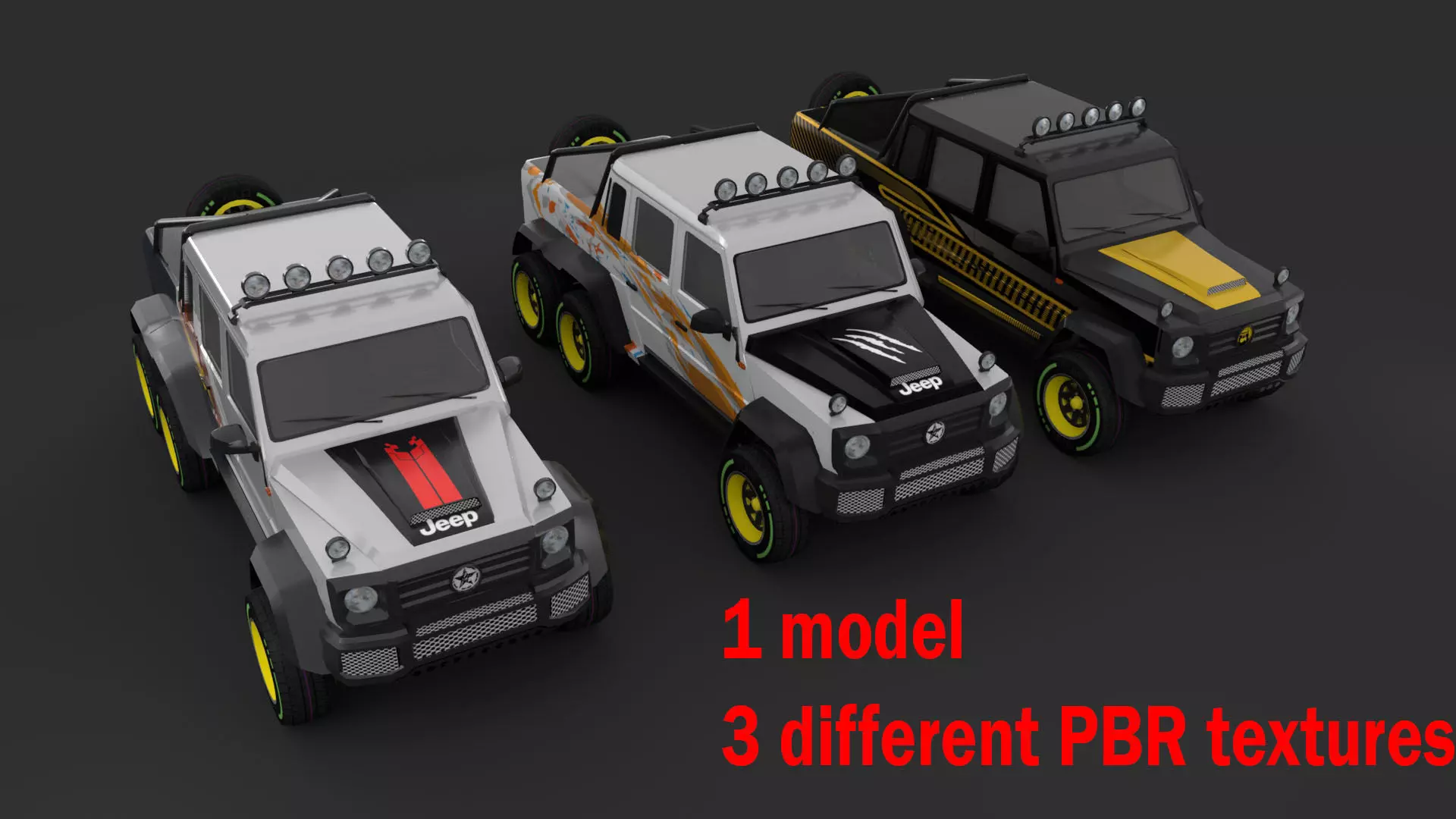 Jeep 6x6 Low-poly 3D model_0