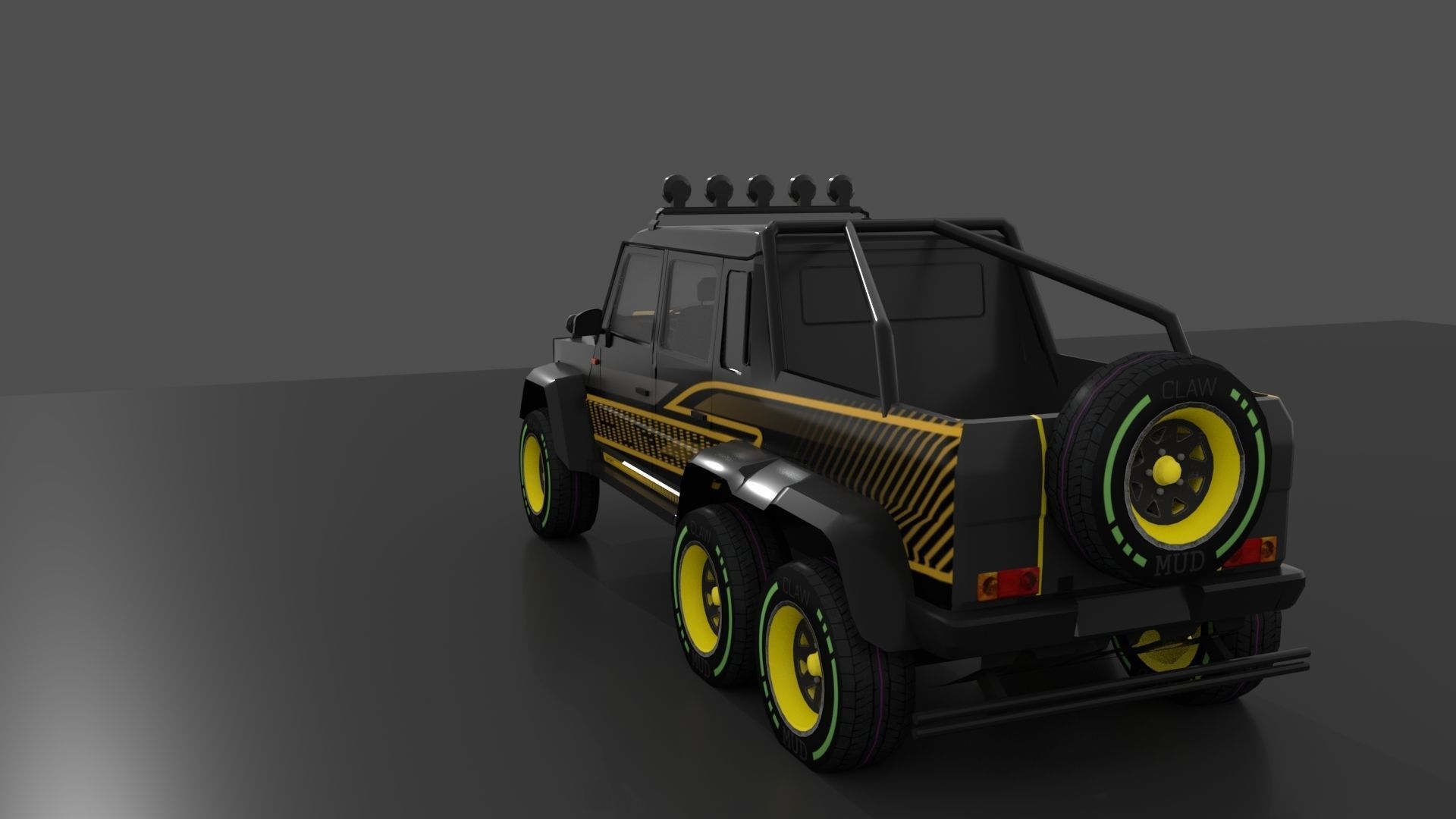 Jeep 6x6 Low-poly 3D model_5